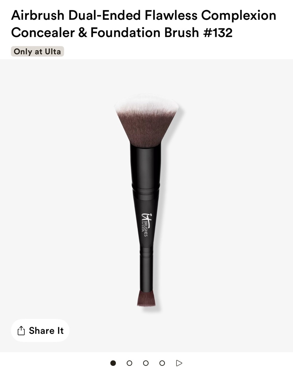 IT Cosmetics Airbrush Dual Ended Concealer and Foundation Brush #132 NWT